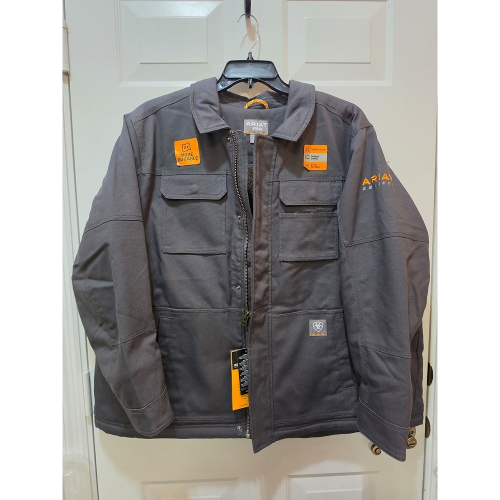 Ariat Rebar Women's DuraCanvas Sherpa Lined Work Coat Grey Plus Size 2X NWT